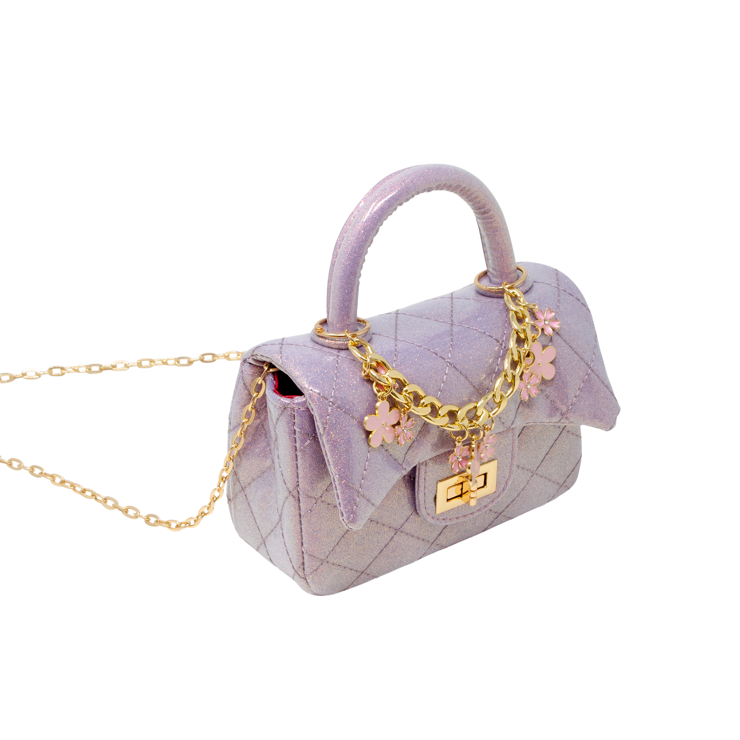 Sparkle Top Handle Handbag - Purple
