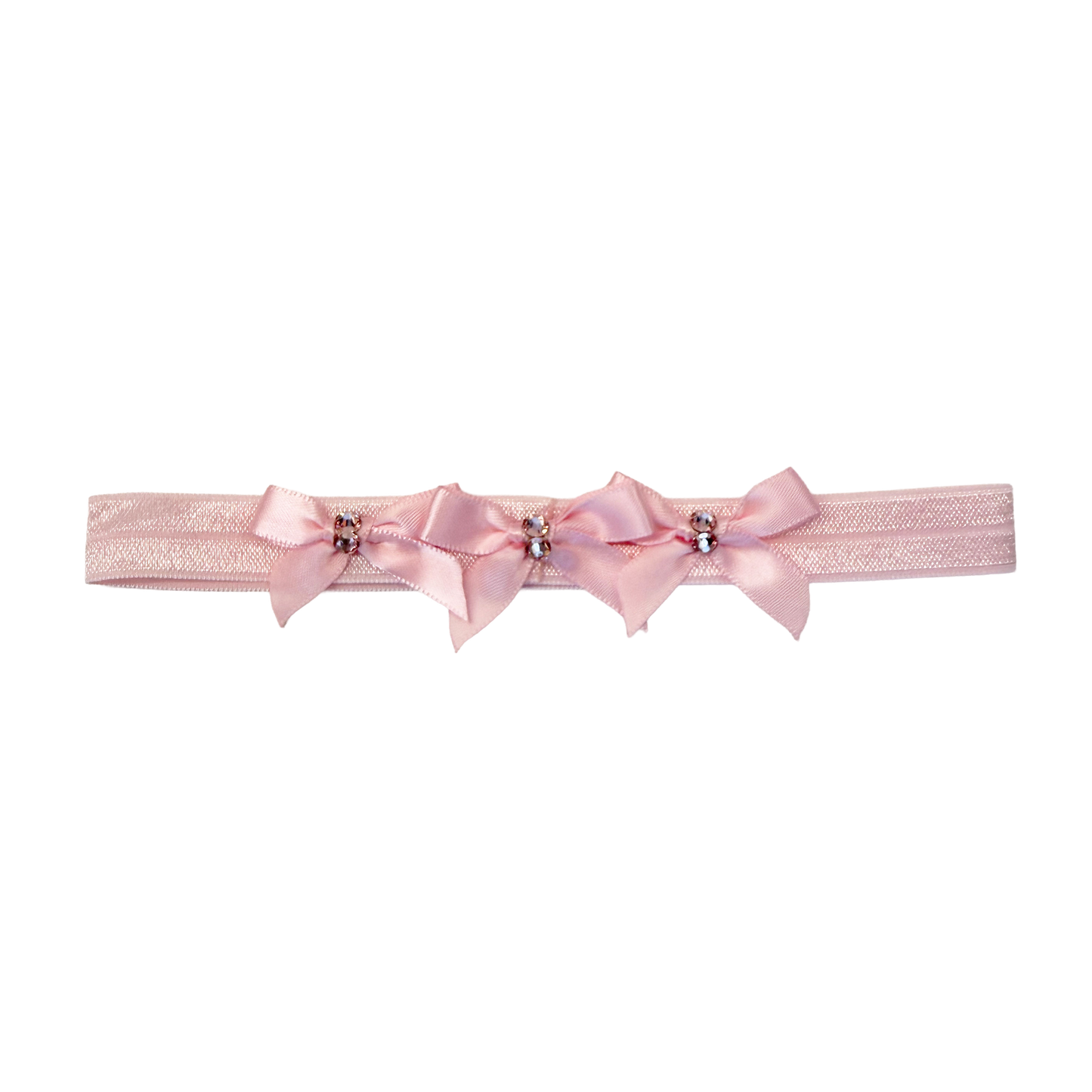 Small Satin Baby Band: Pink Bows