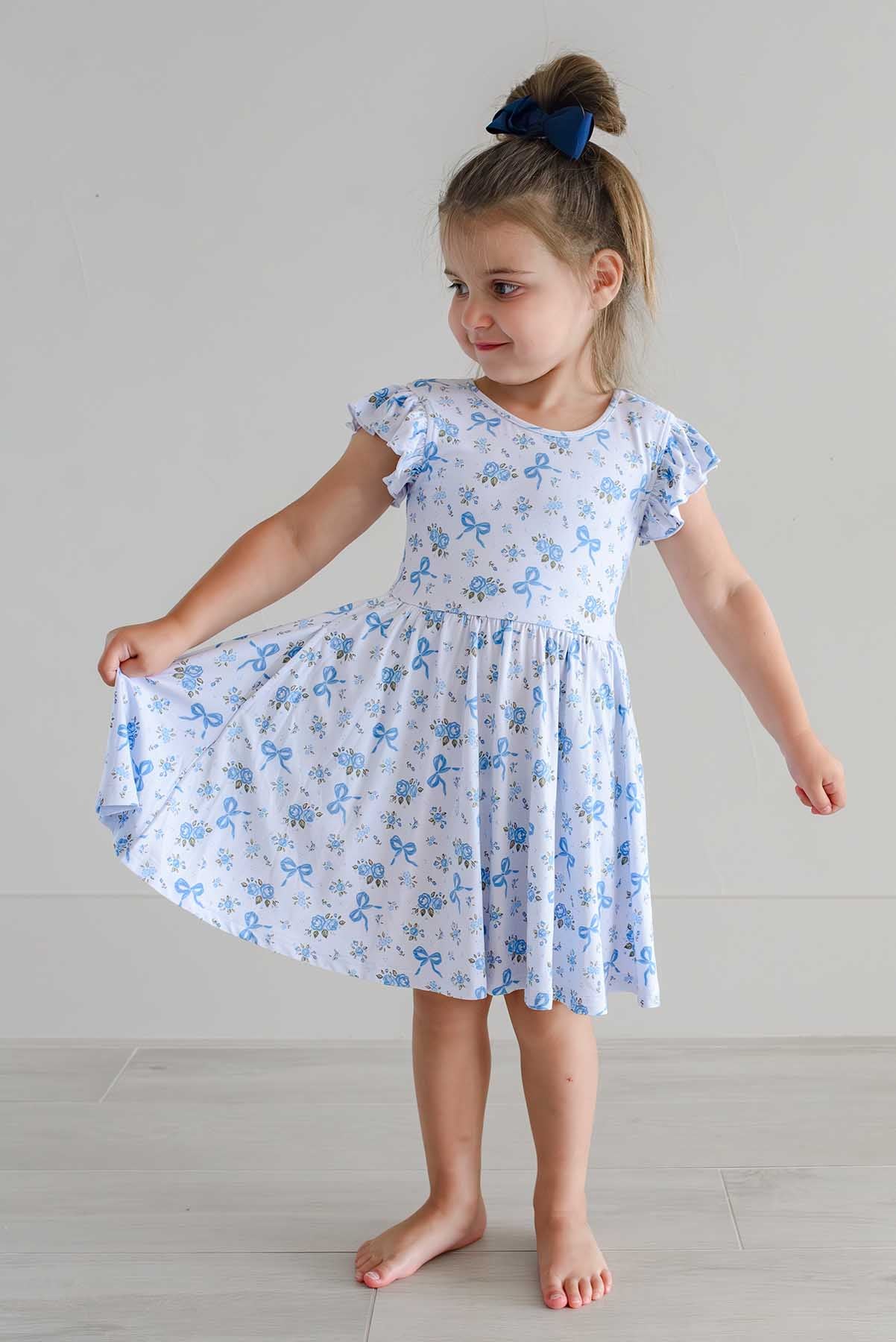 Girls' Ruffle Twirl Dress | Tied In Blooms