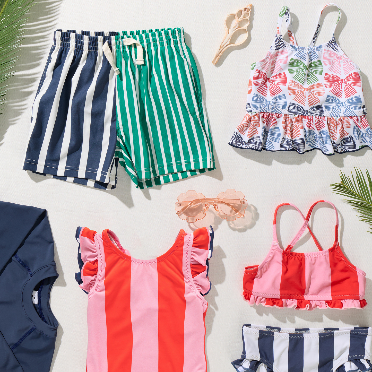 Girls Joy Bikini - Wide Pink and Red Stripe