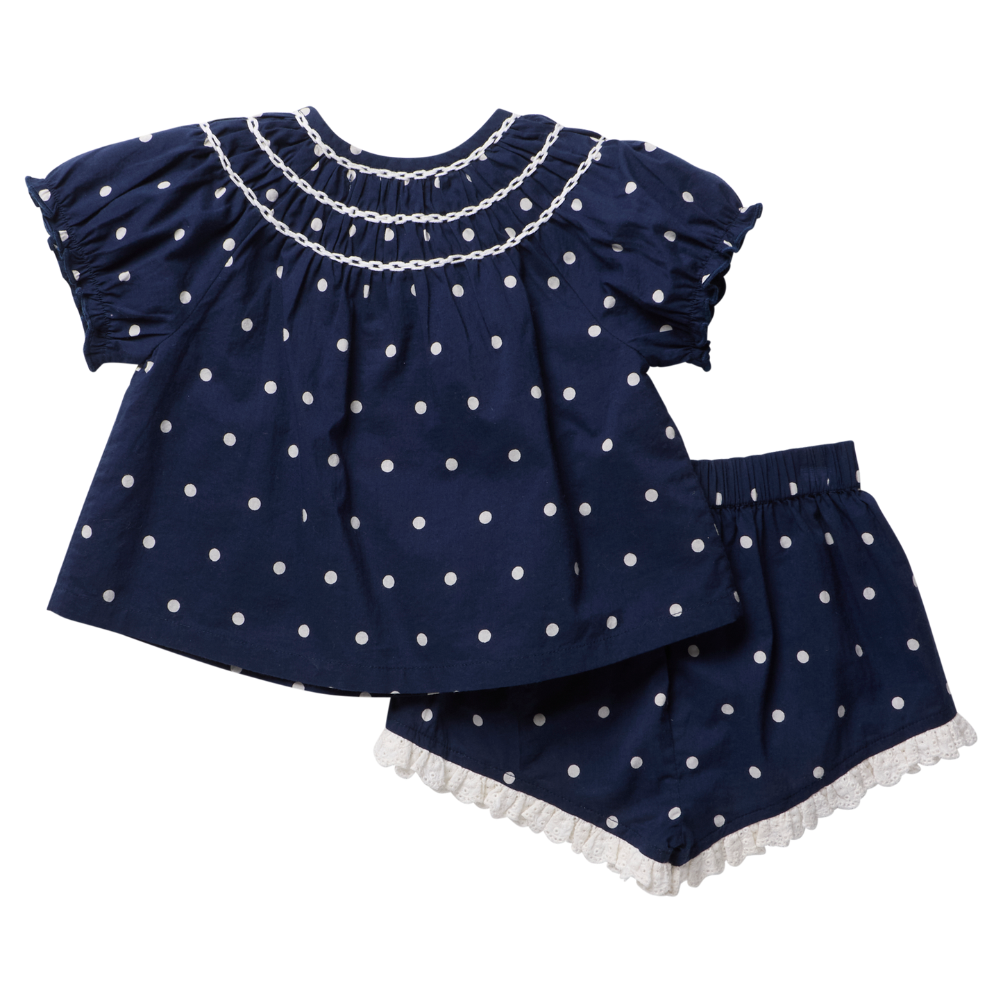 Girls Millie 2-PC Set - Navy Dot