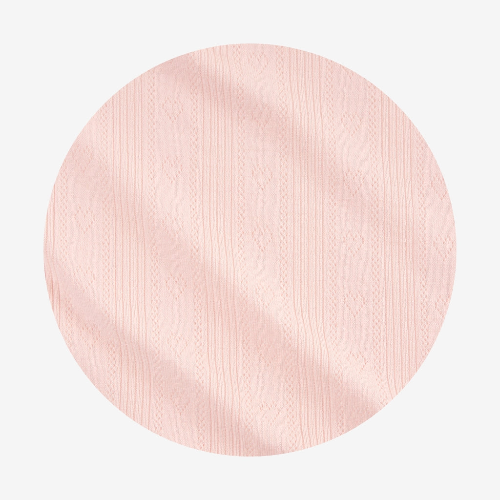 Sweet Pink Pointelle Footie Ruffled Collar One Piece