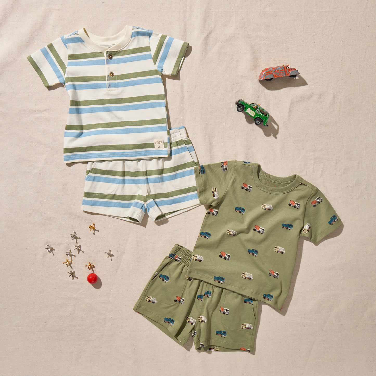 Sandbox Short - Green and Blue Stripe