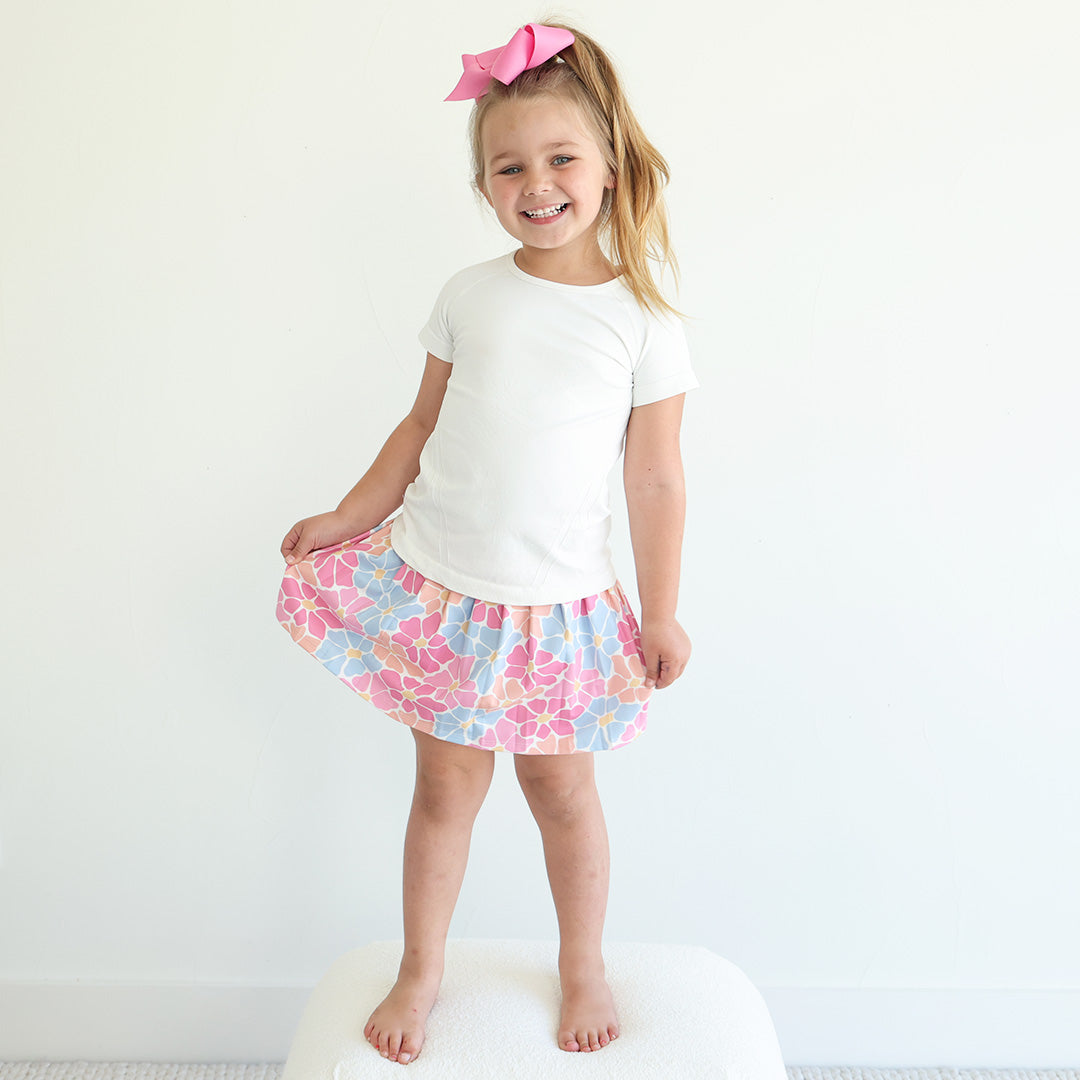 Kids CloudActive™ Athletic Pleated Skirt | Power Flowers