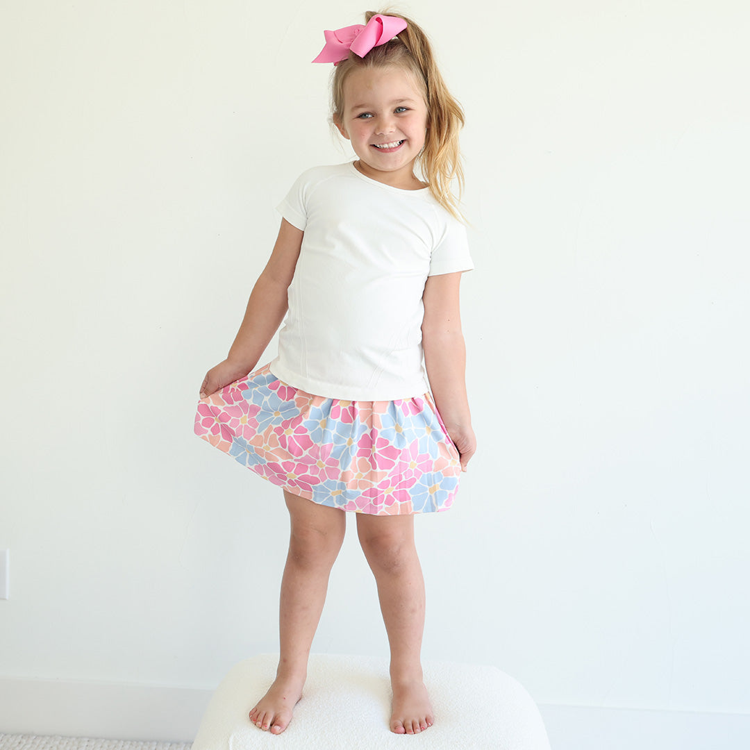 Kids CloudActive™ Athletic Pleated Skirt | Power Flowers