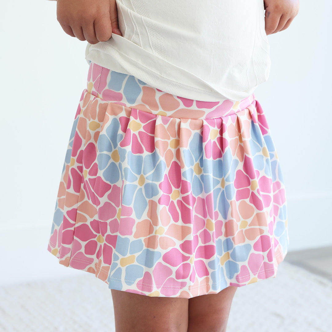 Kids CloudActive™ Athletic Pleated Skirt | Power Flowers
