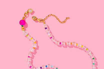 Haley Beaded Necklace - Sky Blue + Multi-Colored