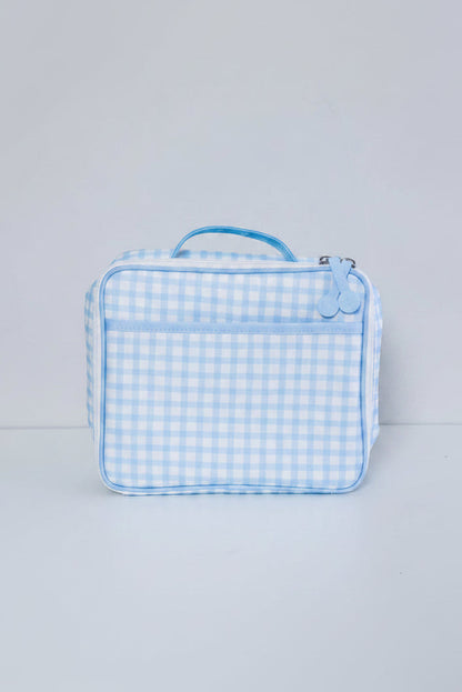 Kids Embroidered Lunchbox | Blue Gingham