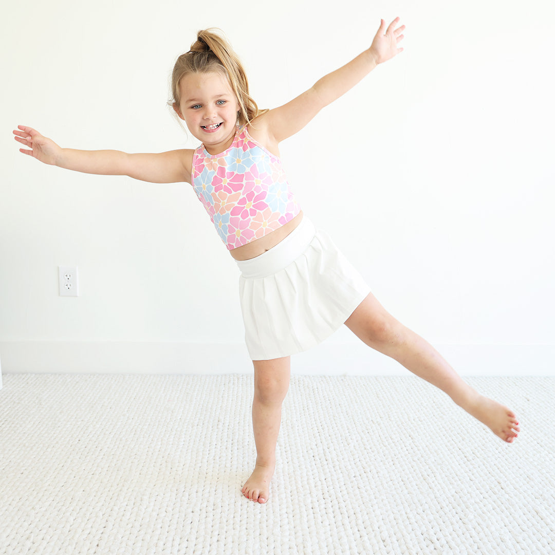 Kids CloudActive™ Athletic Pleated Skirt | White