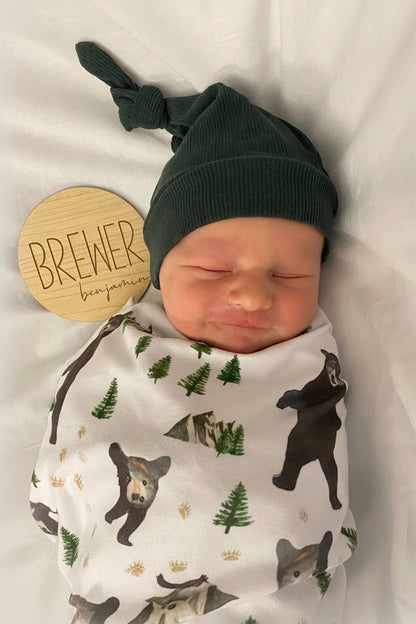 Forest Green Ribbed Bamboo Knotted Hat