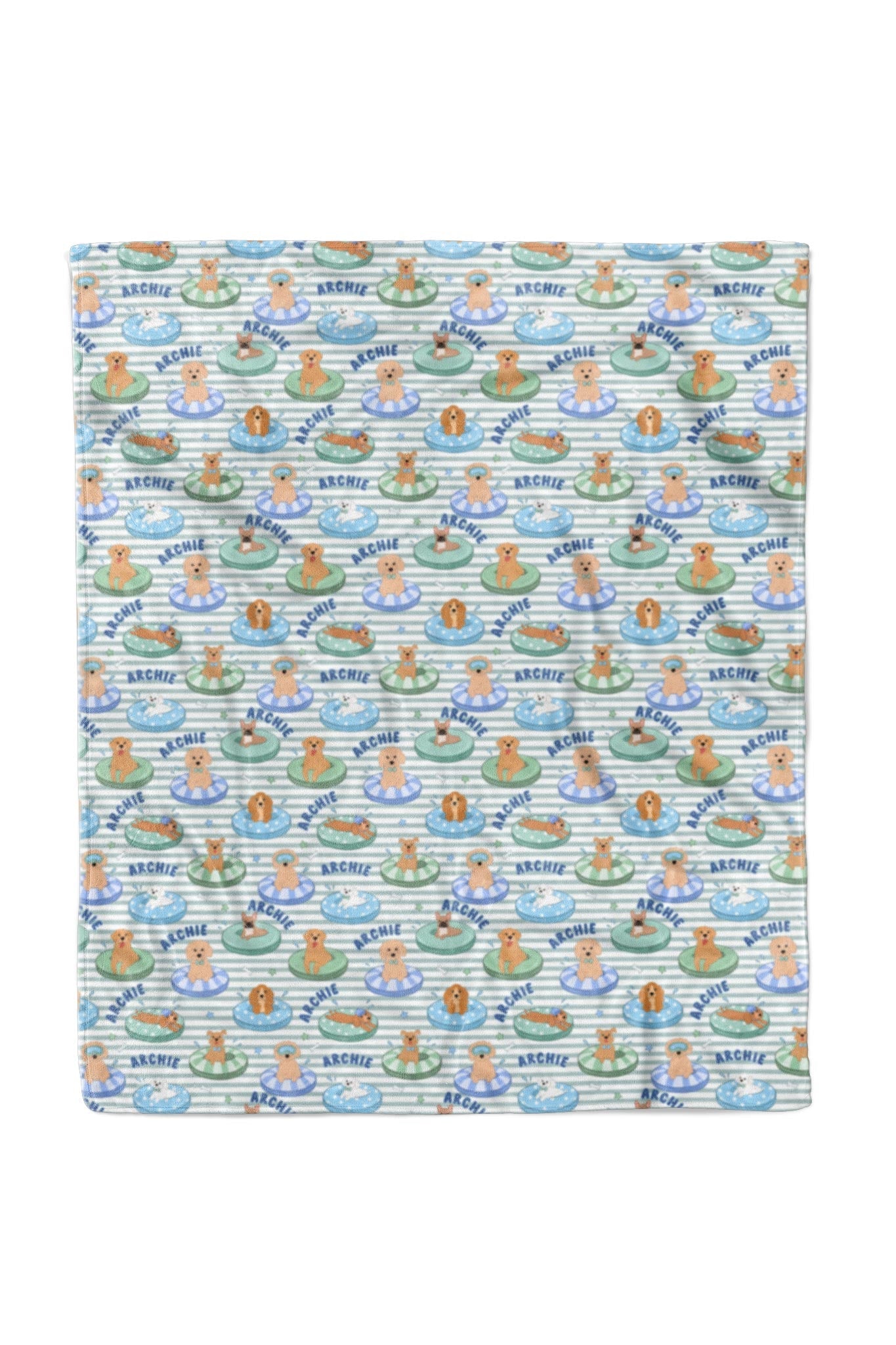 Personalized Kids Blanket | Poolside Pups Blue