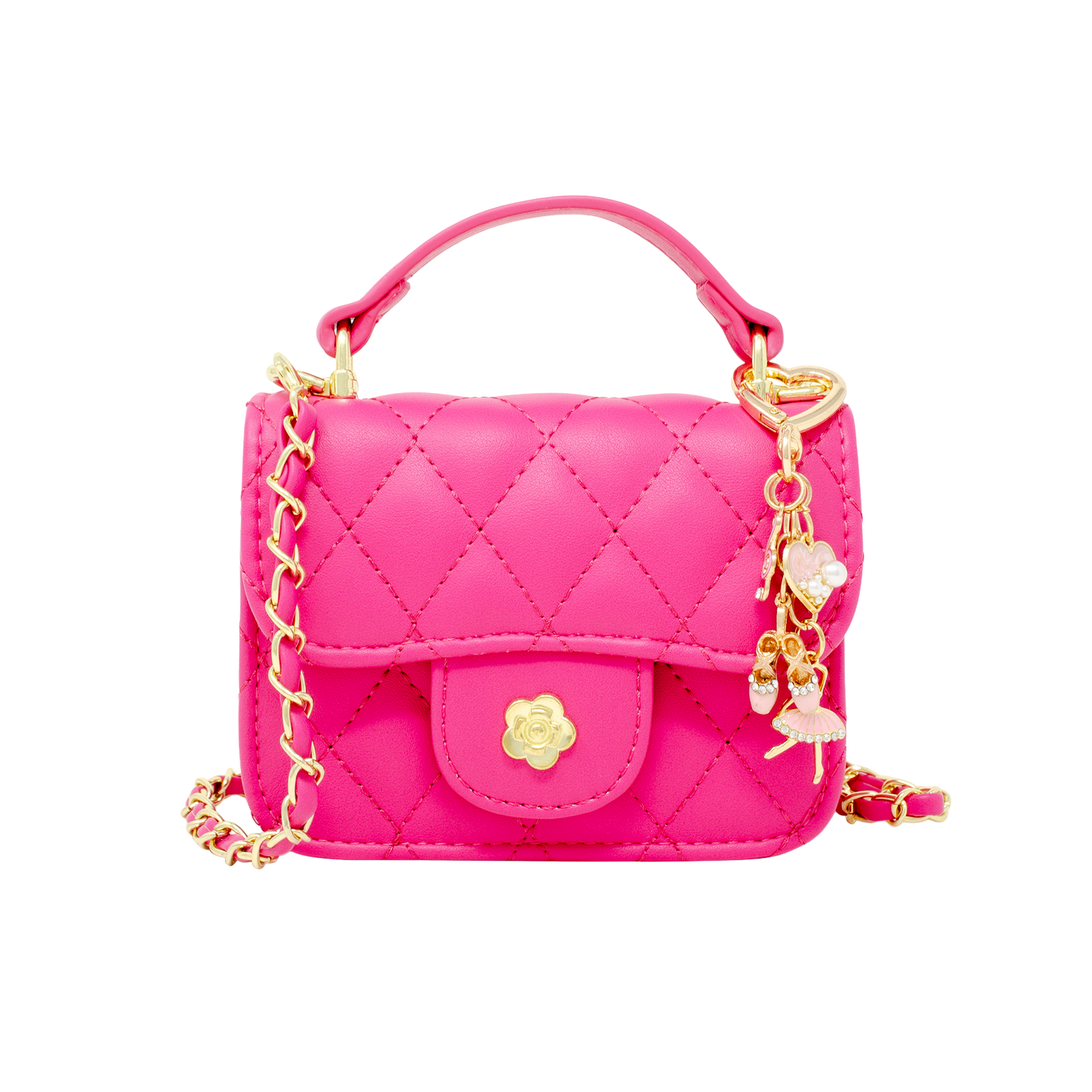 Tiny Quilted Ballet Charm Handbag - Hot Pink