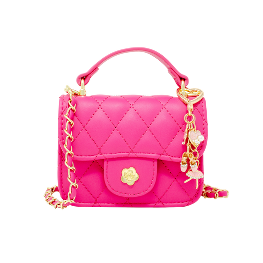Tiny Quilted Ballet Charm Handbag - Hot Pink