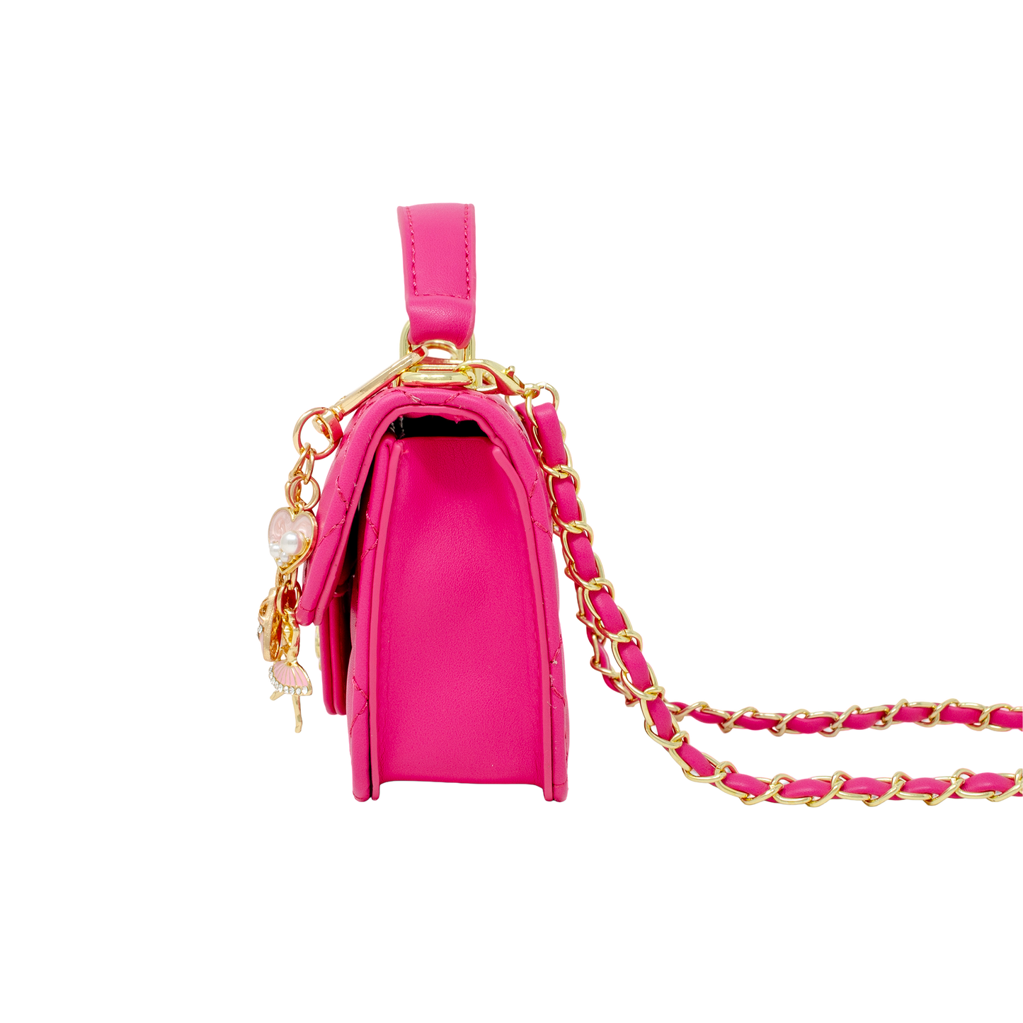 Tiny Quilted Ballet Charm Handbag - Hot Pink