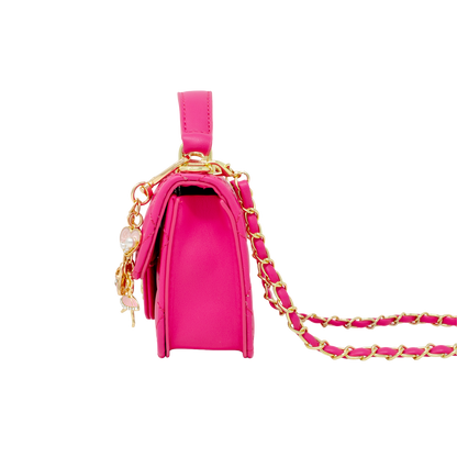 Tiny Quilted Ballet Charm Handbag - Hot Pink