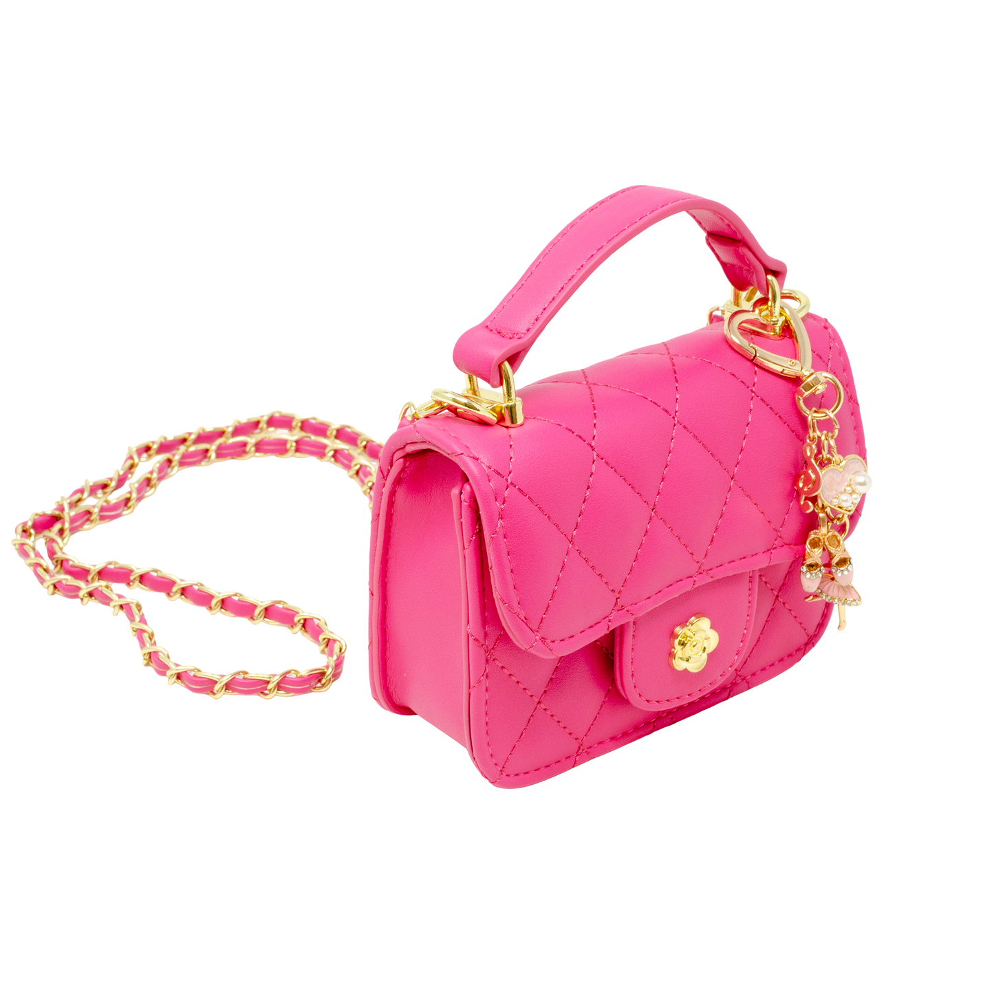 Tiny Quilted Ballet Charm Handbag - Hot Pink