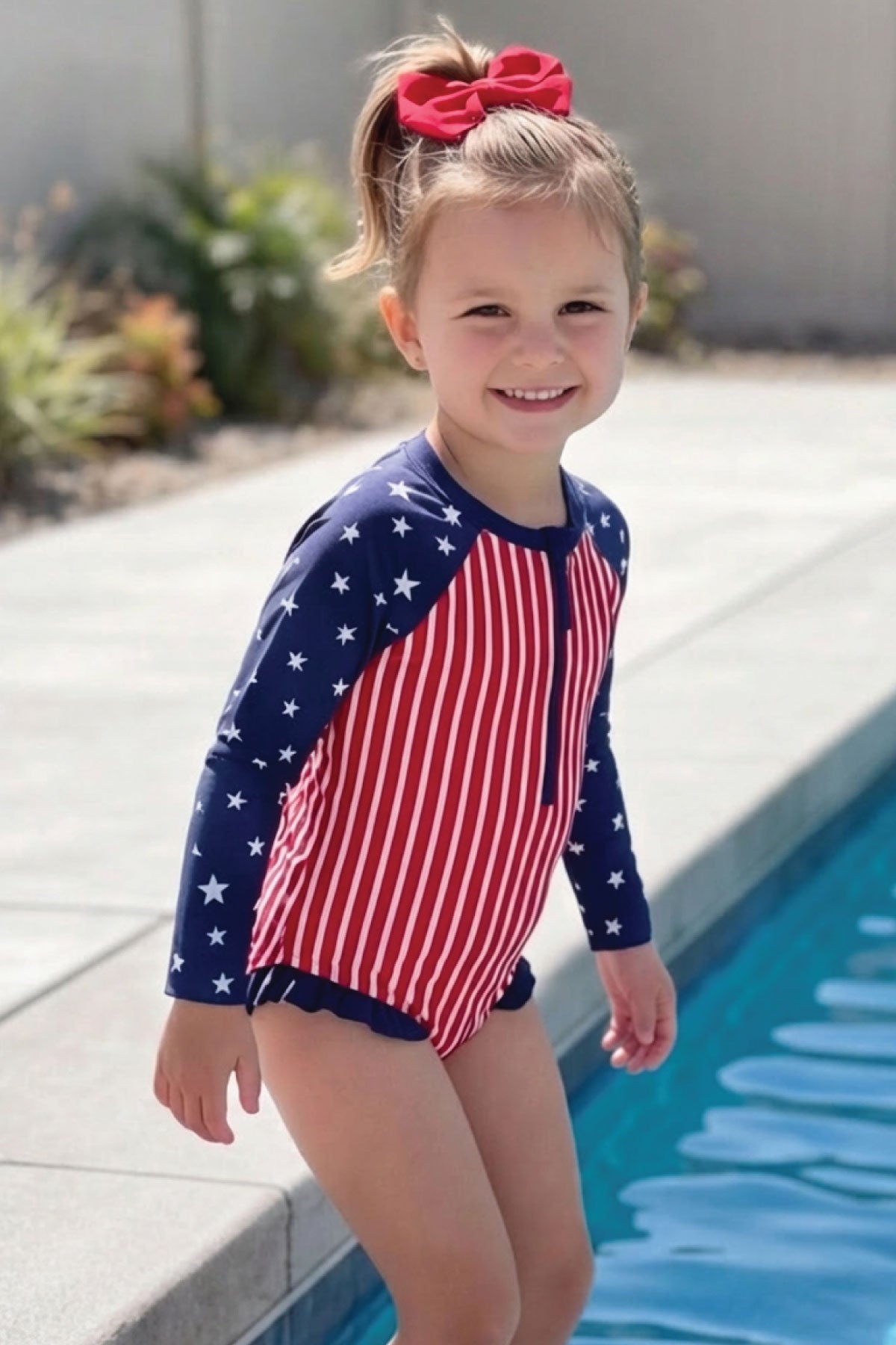 Long Sleeve Rash Guard with Front Zipper | Stars & Stripes Party