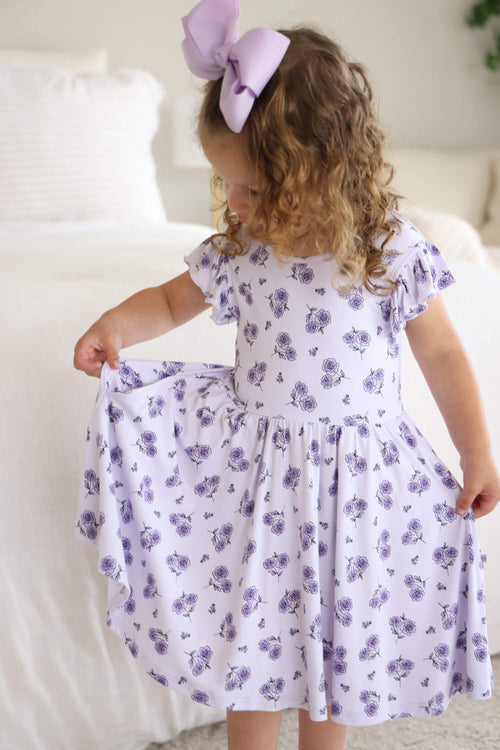 Girls' Ruffle Twirl Dress | Amethyst Garden