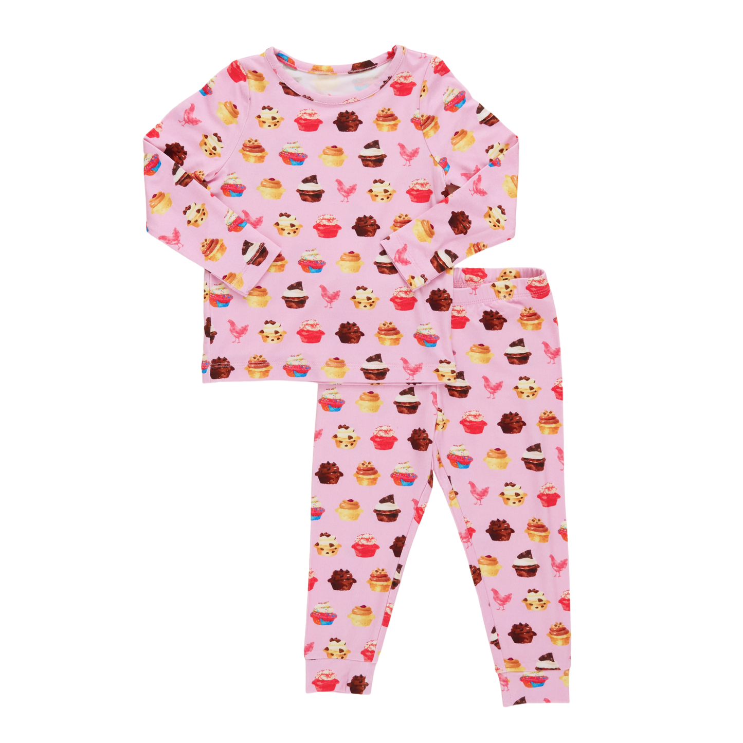 Kids Bamboo PJ Set - Pink Cupcakes