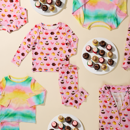 Womens Short Bamboo PJ Set - Pink Cupcakes