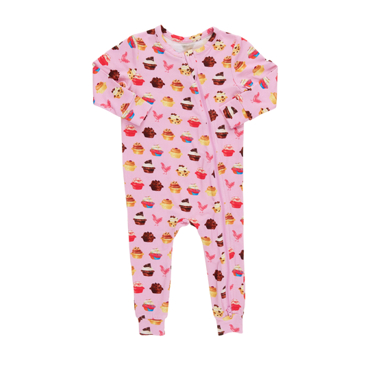 Baby Bamboo Romper - Pink Cupcakes