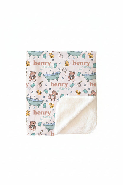 Bathtime Besties Personalized Kids Blanket | Blue
