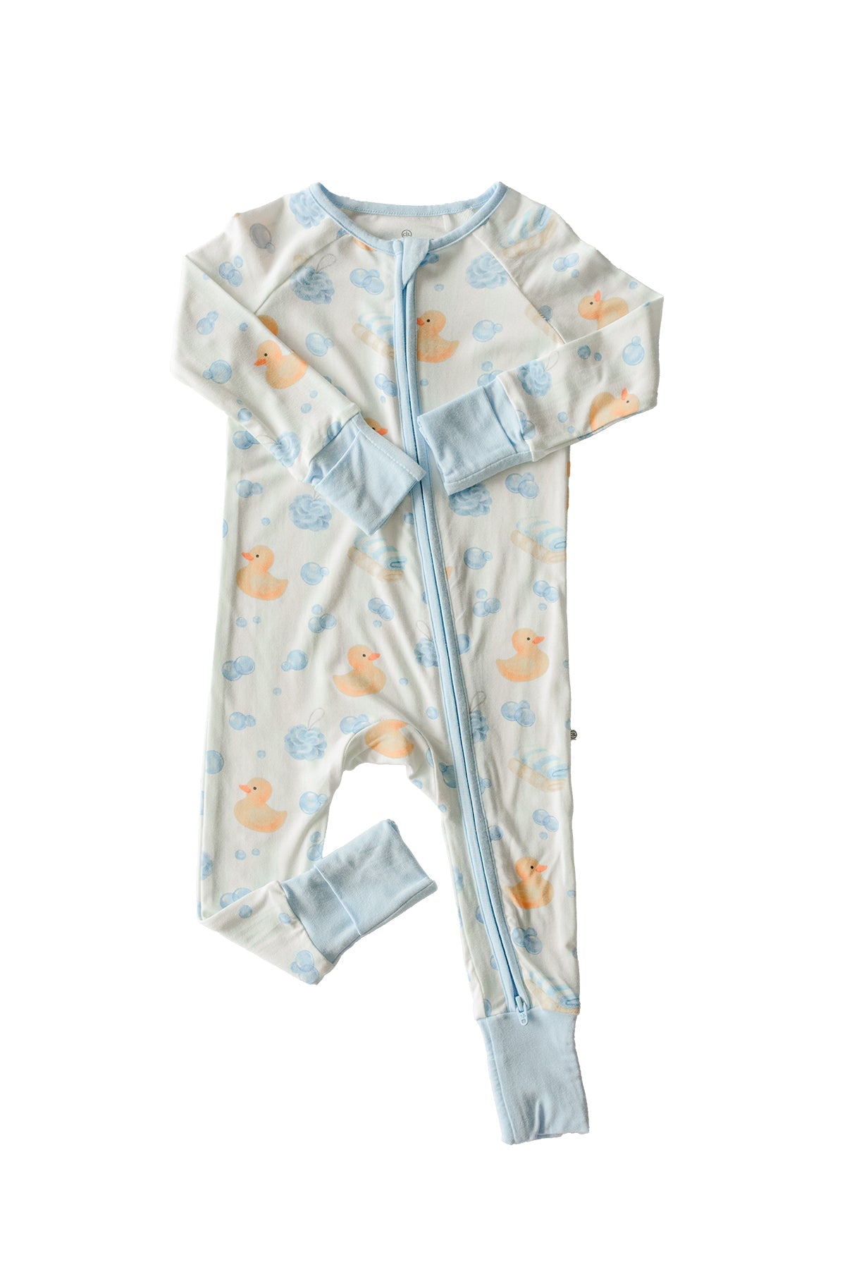Convertible Bamboo Zip Romper | Bubble Duckies Blue
