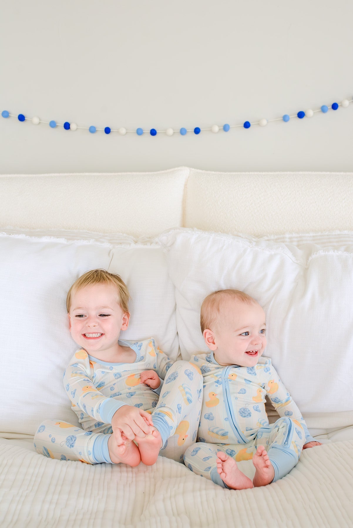 Convertible Bamboo Zip Romper | Bubble Duckies Blue