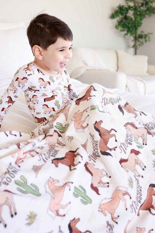 Personalized Kids Blanket | Pony Club Neutral