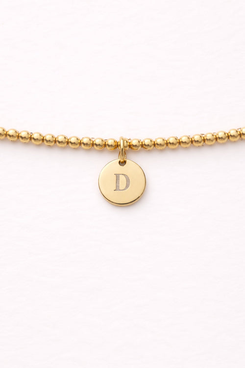 Engraved Circle Charm Beaded Bracelet
