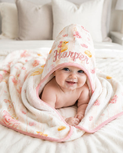 Kids Embroidered Bamboo Hooded Towels