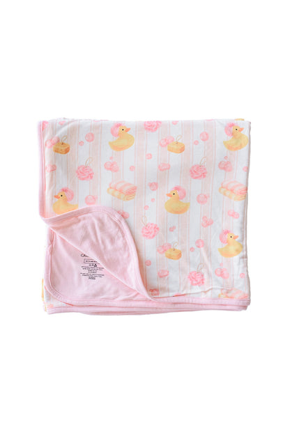 Double Sided Bamboo Blanket | Bubble Duckies Pink