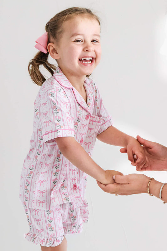 Girl's Two Piece Short Lounge Set | Coquette Garden