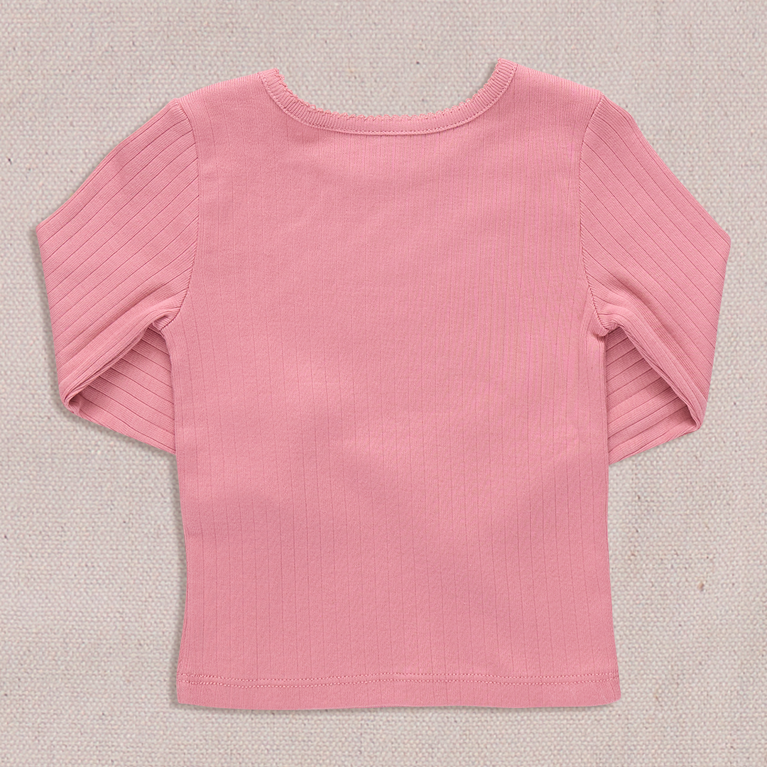 Seesaw Long Sleeve Rib T-shirt - Dark Pink