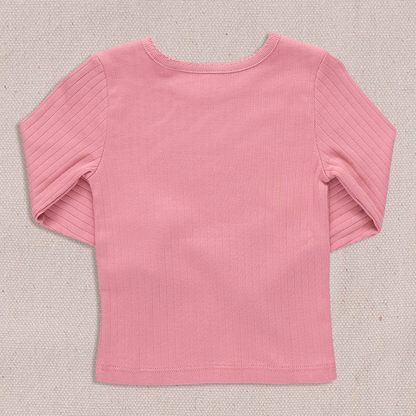 Seesaw Long Sleeve Rib T-shirt - Dark Pink