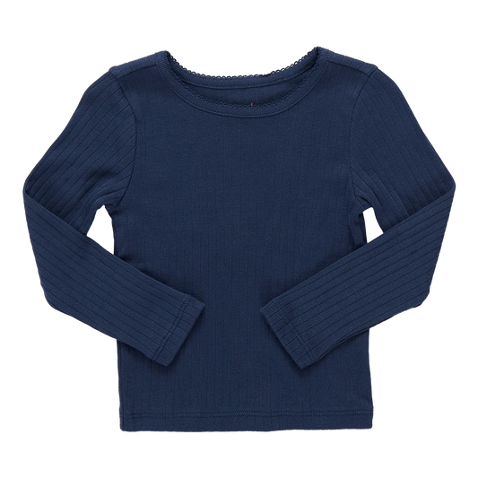 Seesaw Long Sleeve Rib T-shirt - Navy