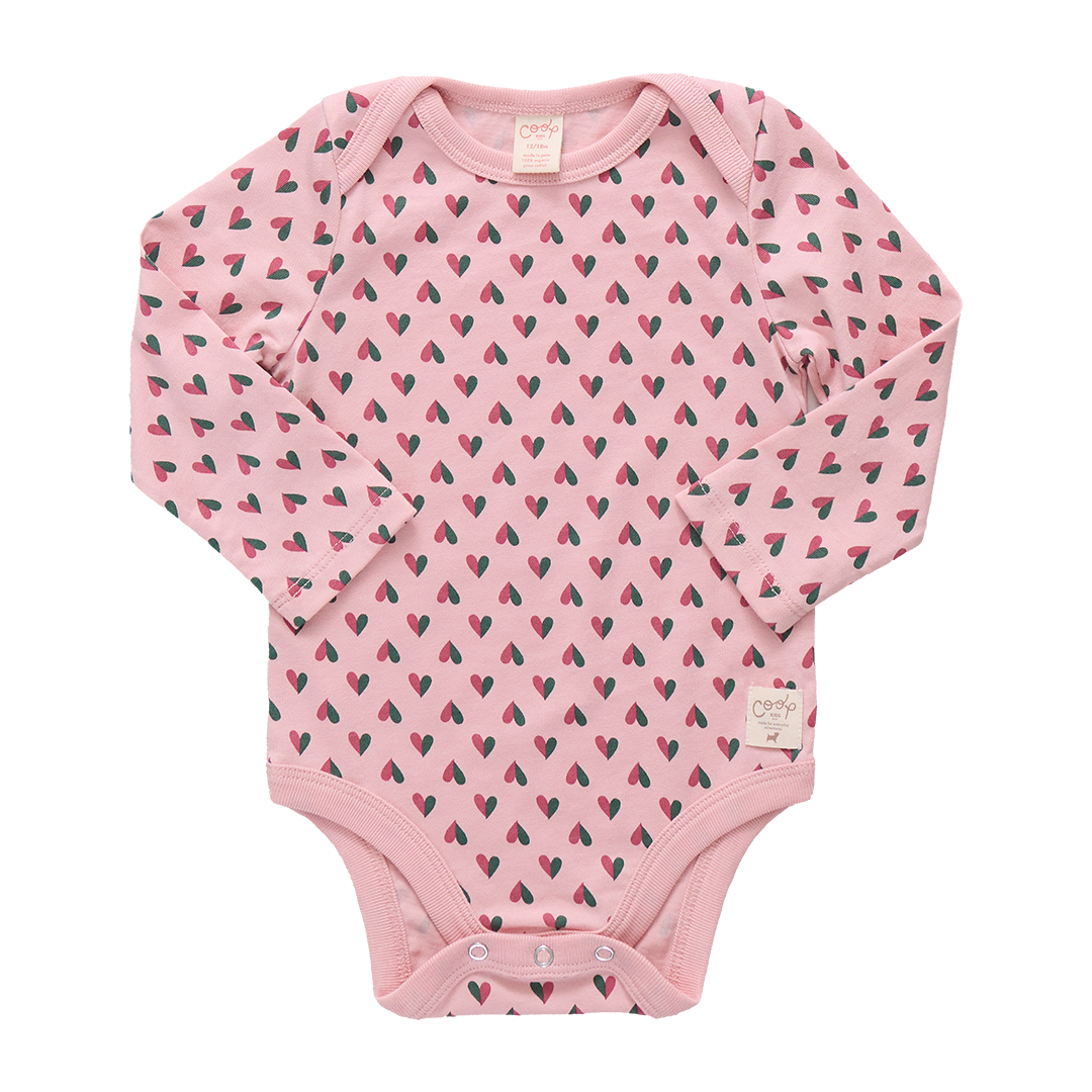 Baby Wonder Bodysuit - Pink Mini Half Hearts