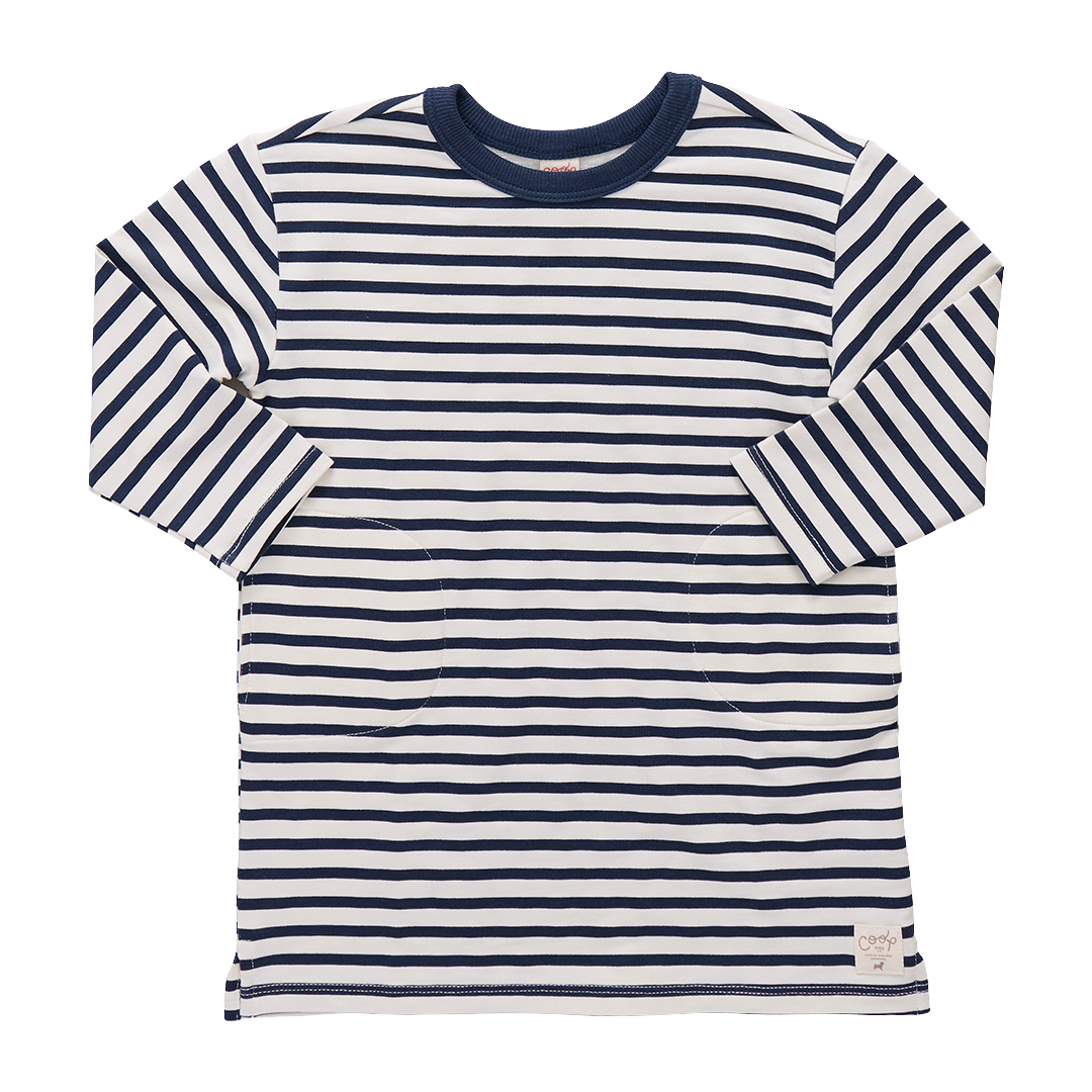 Hopscotch Long Sleeve Dress - Navy Stripe