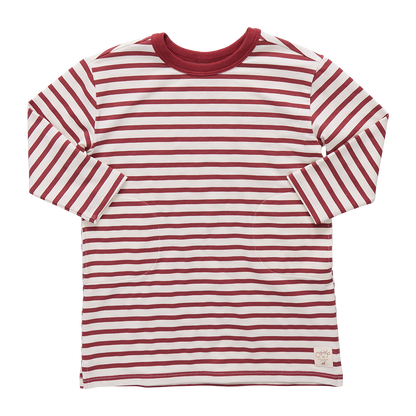 Hopscotch Long Sleeve Dress - Dark Red Stripe