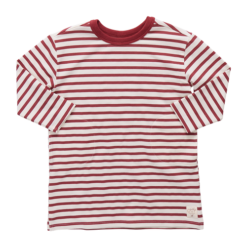 Hopscotch Long Sleeve Dress - Dark Red Stripe