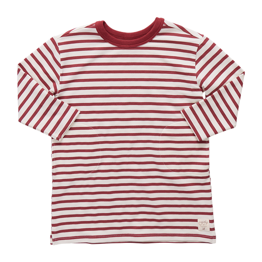 Hopscotch Long Sleeve Dress - Dark Red Stripe