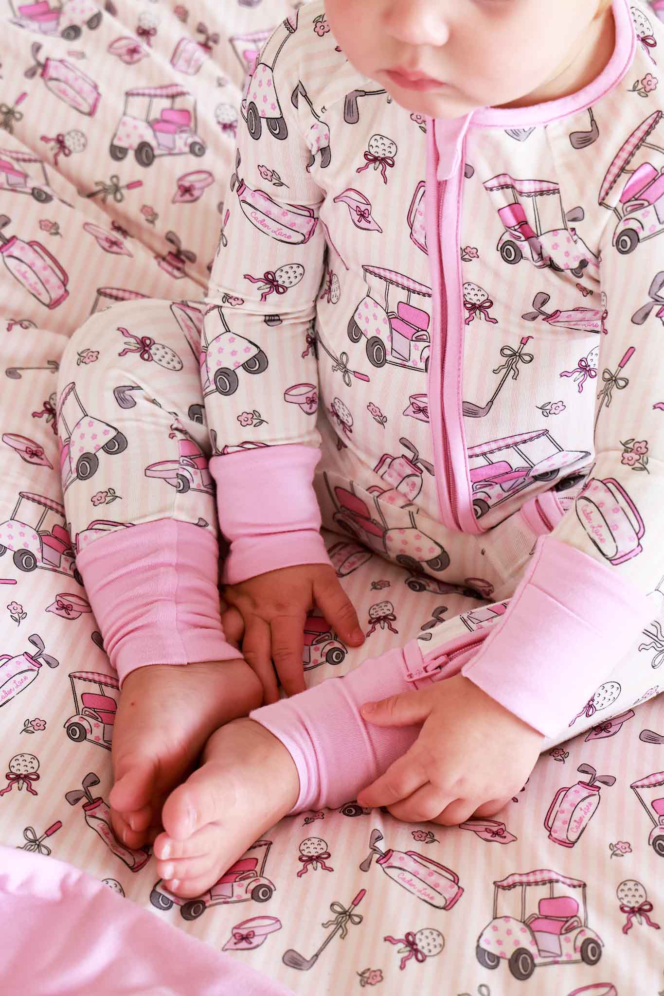Convertible Bamboo Zip Romper | Caddie Crew Pink