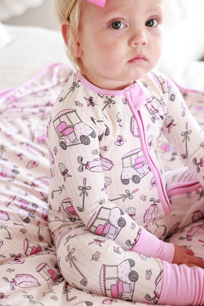 Convertible Bamboo Zip Romper | Caddie Crew Pink
