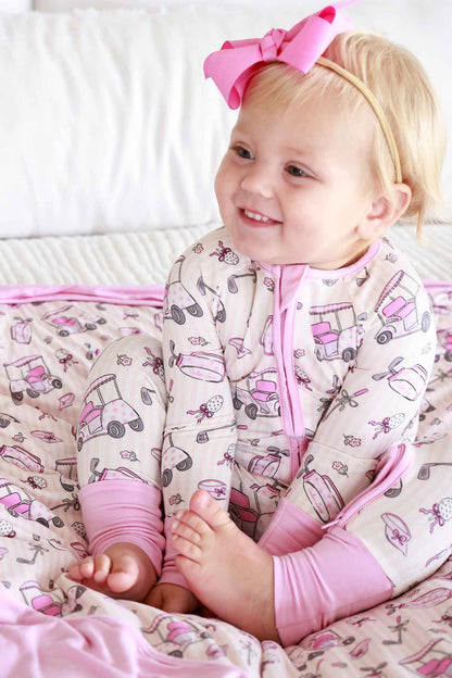 Convertible Bamboo Zip Romper | Caddie Crew Pink