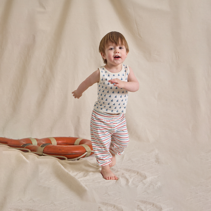 Baby Sleeveless Peekaboo Set - Sailboats