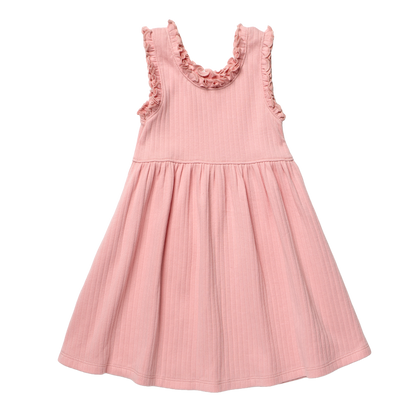 Joy Ruffle Rib Dress - Pink
