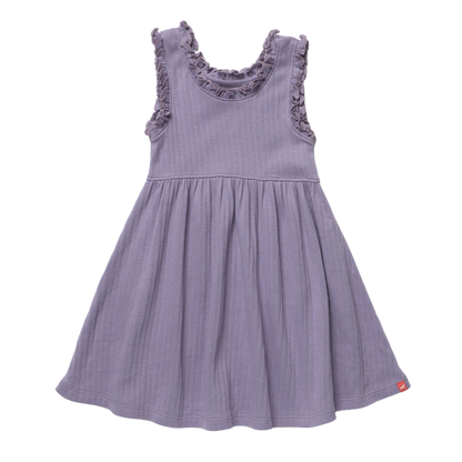 Joy Ruffle Rib Dress - Purple