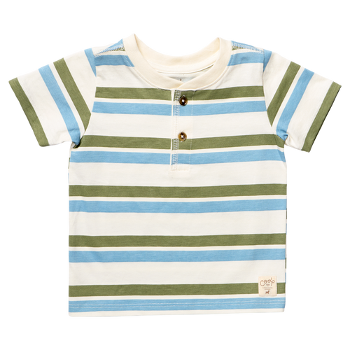 Scout Henley - Green and Blue Stripe