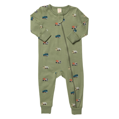 Baby Zip Romper - Trucks