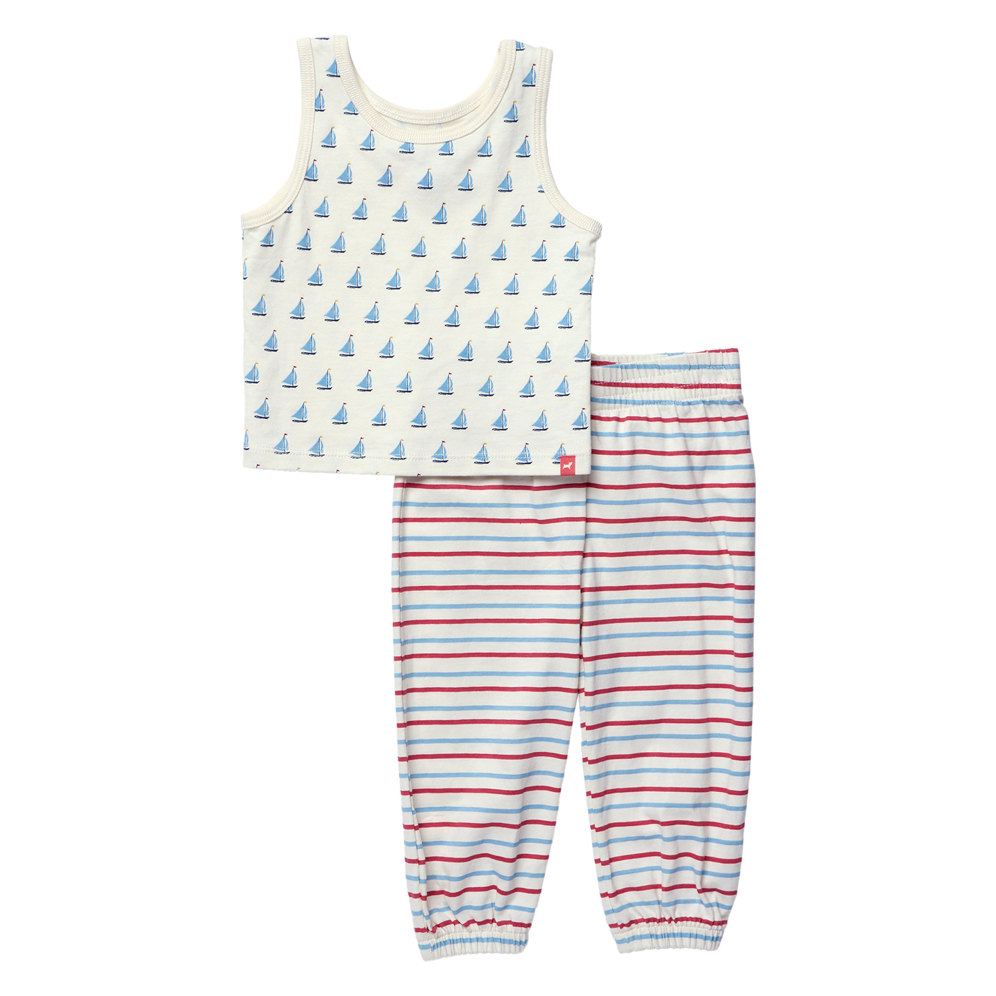 Baby Sleeveless Peekaboo Set - Sailboats